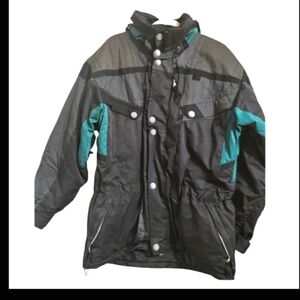 OBERMYER Vintage Ski/Snowboard winter thermo lite Jacket.Black/teal. Size Med